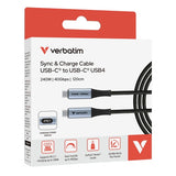 Verbatim 31849 Sync &amp; Charge Kabelis USB-C į USB-C 240W 40Gbps 120cm, Power Display, Pilka/Juoda