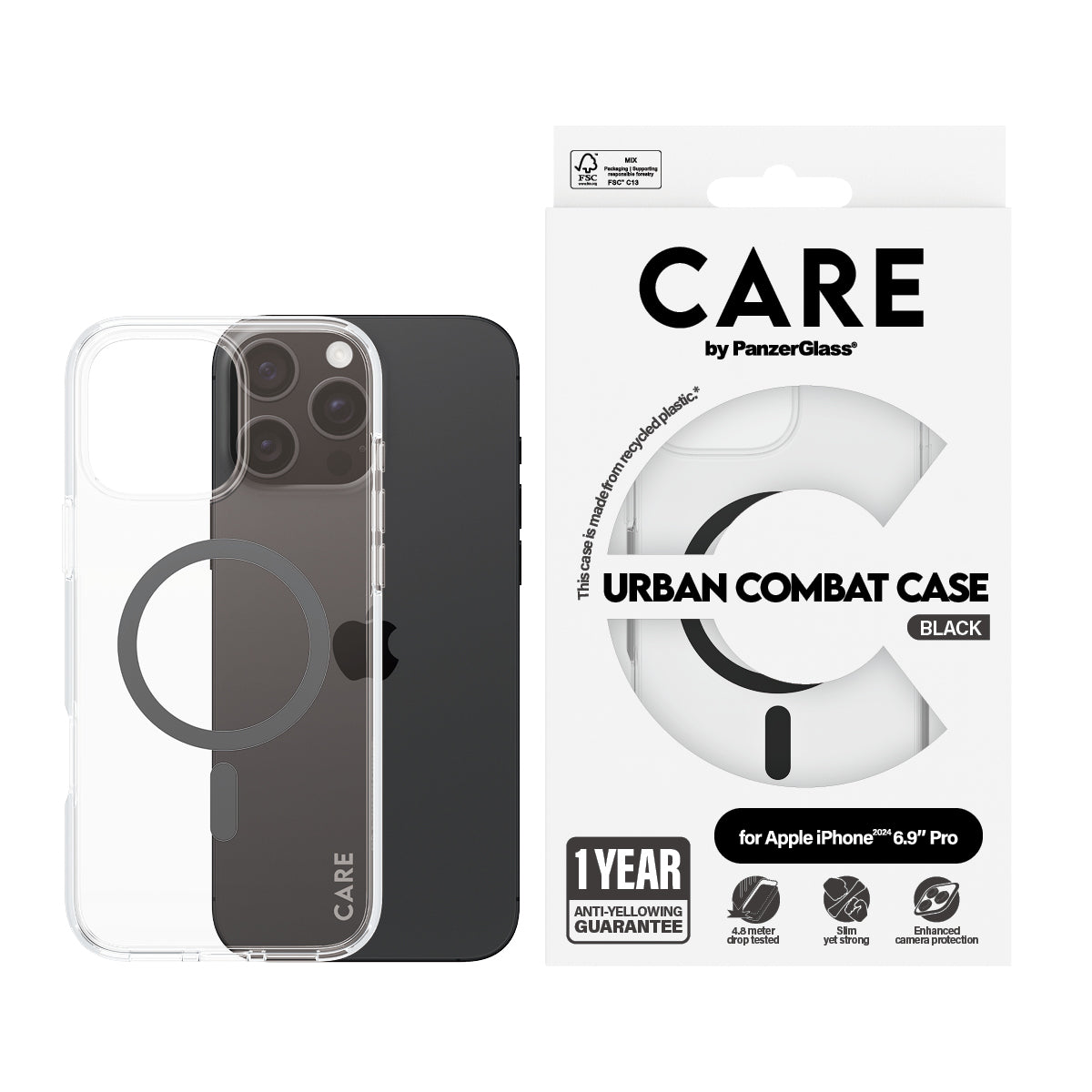 CARE Flagship Case | Back cover | Apple | iPhone 16 Pro Max | Recycled plastic | Transparent | MagSafe