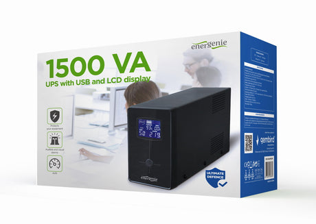 EnerGenie UPS with USB and LCD display, Black | EG-UPS-034 | 1500 VA | 900 W