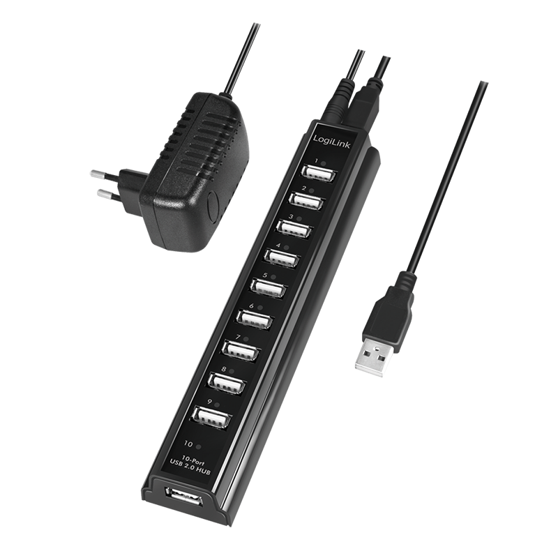 Logilink | USB 2.0 Hub-10 port whit power adapter