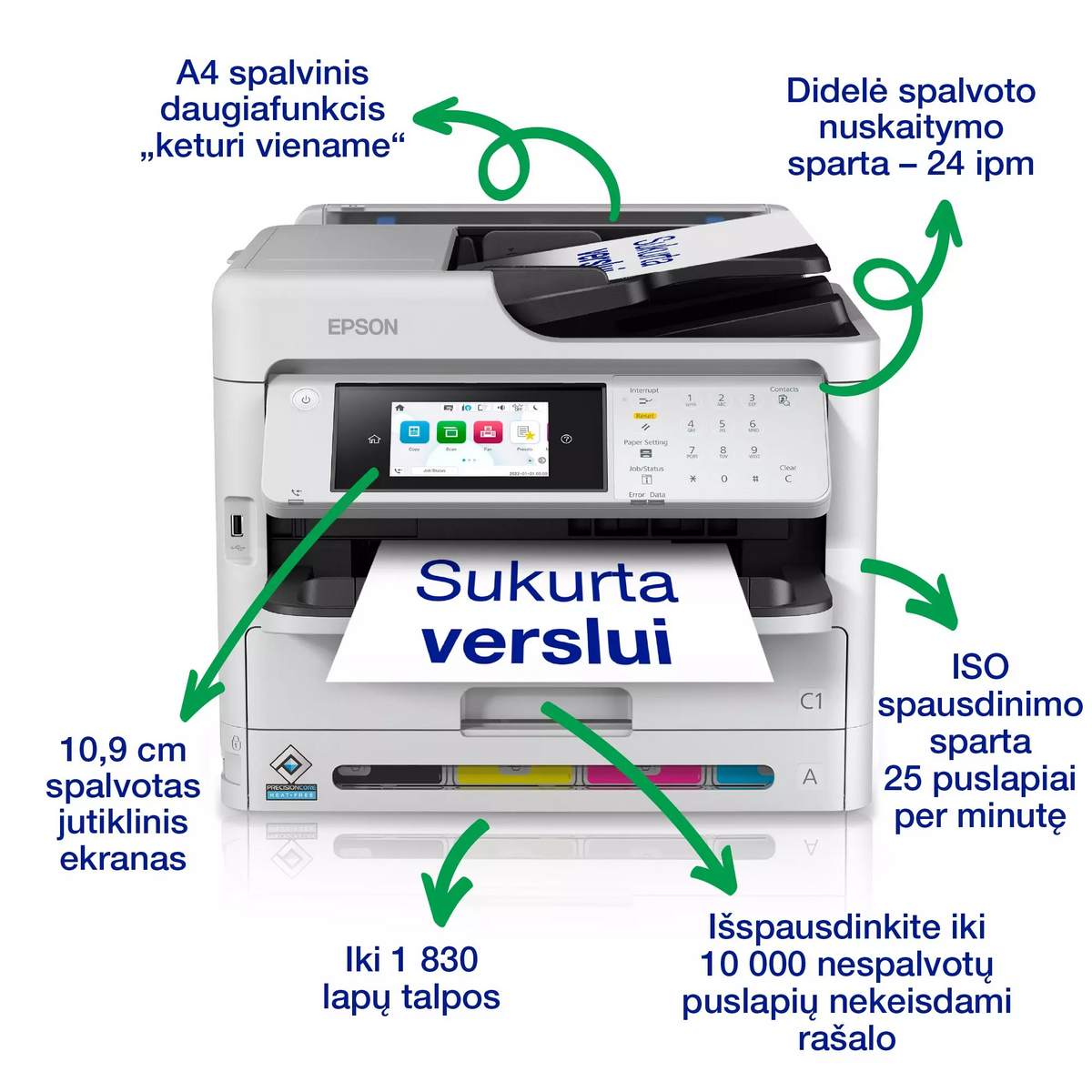 Epson WorkForce Pro WF-C5890DWF Spausdintuvas rašalinis spalvotas MFP A4 34 ppm USB LAN Wi-Fi