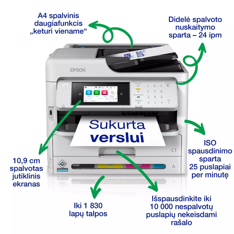 Epson WorkForce Pro WF-C5890DWF Spausdintuvas rašalinis spalvotas MFP A4 34 ppm USB LAN Wi-Fi