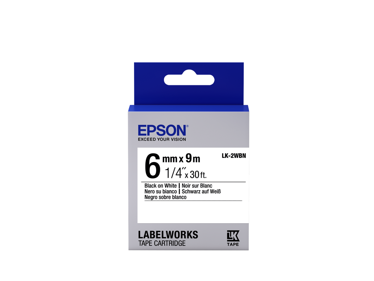 Epson LK-2WBN (C53S652003) Ženklinimo juostos kasetė, Standard, Black on White (6mm, 9m)