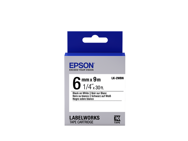 Epson LK-2WBN (C53S652003) Ženklinimo juostos kasetė, Standard, Black on White (6mm, 9m)