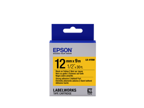 Epson LK-4YBW (C53S654014) Ženklinimo juostelė, Strong Adhesive, Black on Yellow, 12mm 9m