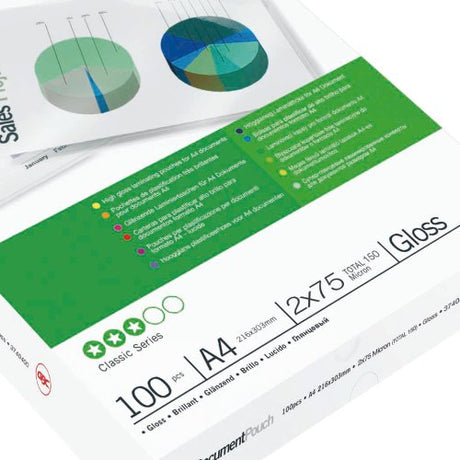 Laminavimo vokeliai GBC  A4, 75 mic, skaidrūs, pak. (100 vnt. )