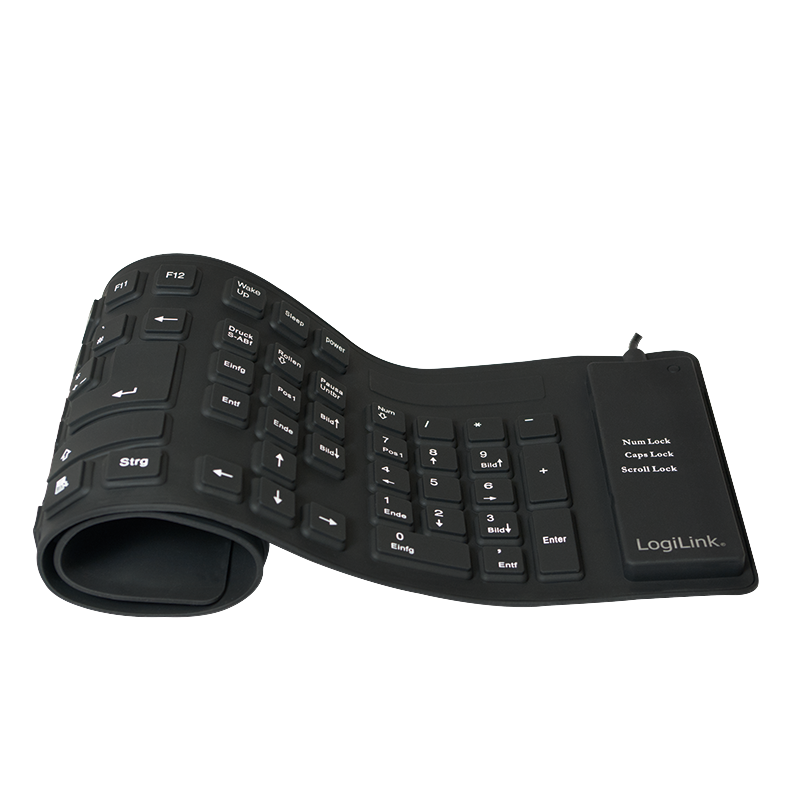 Logilink | Flexible waterproof Keyboard USB + PS/2 | ID0019A | Flexible keyboard | Wired | DE | Black