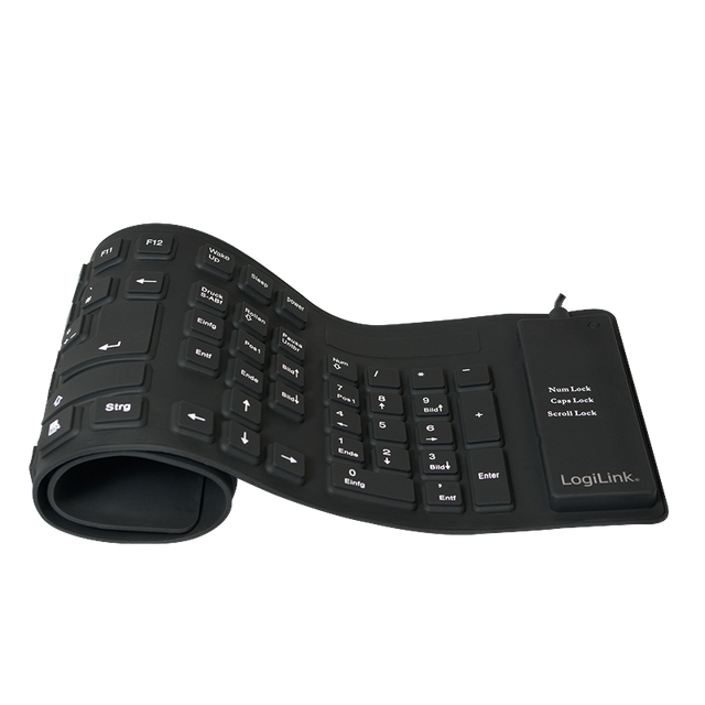 Logilink | Flexible waterproof Keyboard USB + PS/2 | ID0019A | Flexible keyboard | Wired | DE | Black
