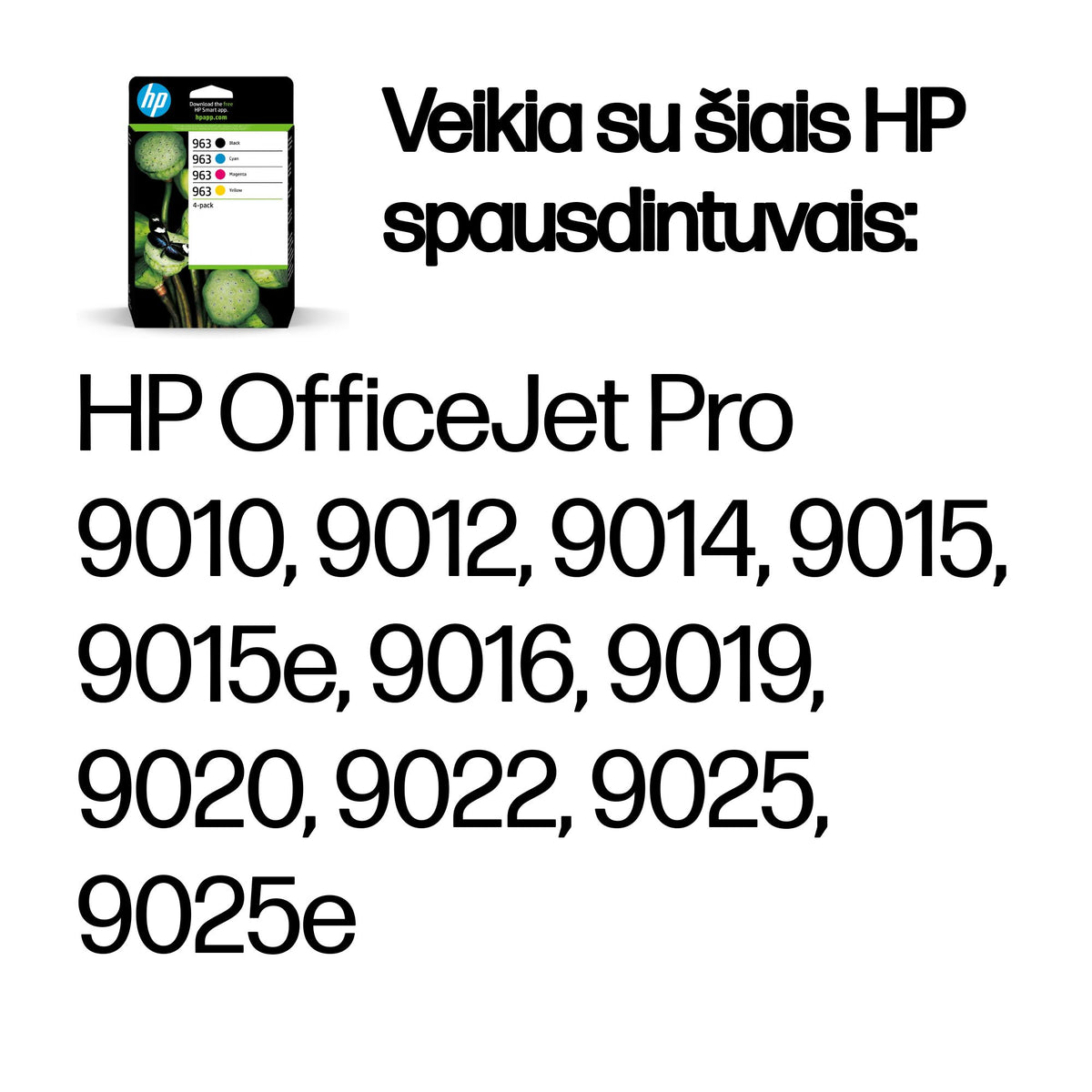 HP 963 4-pack (6ZC70AE) Rašalinių kasečių komplektas, BK/C/M/Y