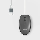 Logitech M100 Laidinė pelė USB-A 1000 DPI, Juoda