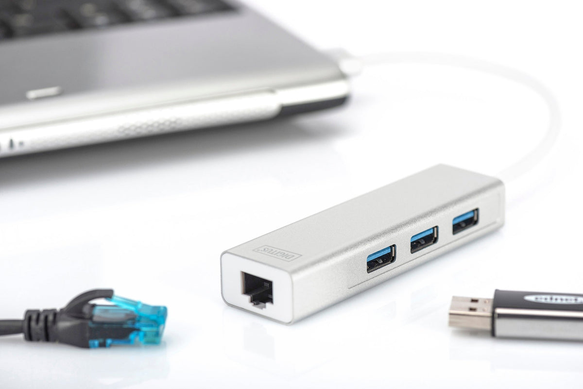 Digitus | 3-port USB Hub and Gigabit LAN adapter | DA-70250-1 | USB Hub