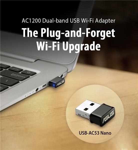 Asus | USB-AC53 NANO AC1200 Dual-band USB MU-MIMO Wi-Fi Adapter | 2.4GHz/5GHz | 36 month(s)