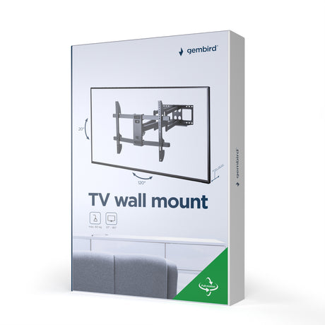 Gembird | Full-motion wall mount | Fixed | 37-80 " | Maximum weight (capacity) 60 kg | Black