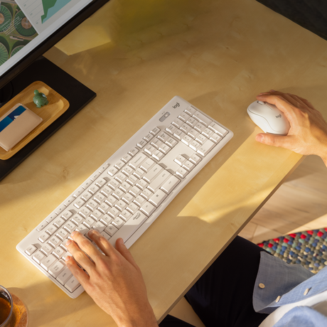 Klaviatūra belaidė Logitech Silent Wireless MK295, Balta