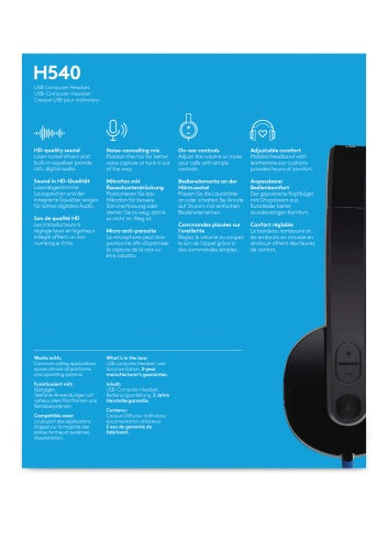 Logitech | Headset | H540 | Built-in microphone | USB Type-A | Black