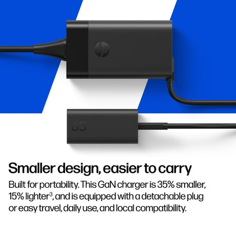 HP C90CKUT Nešiojamo kompiuterio įkroviklis 65W GaN, USB-C, EU, Juoda