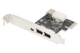 Digitus | IEEE 1394a Interface Card, PCI express, 4 Port 1x ext. 1394mini, 2x ext./1x int. 1394a Ports | DS-30201-5