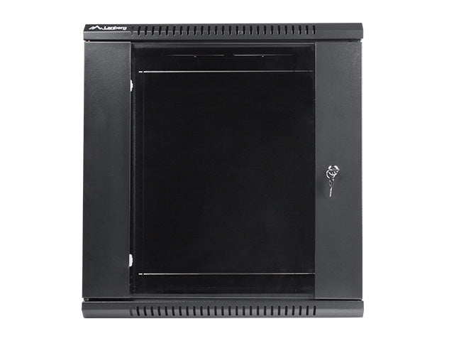 Lanberg | Rack cabinet 19" wall-mount 12U/600x450 (flat pack) with glass door | WF01-6412-10B | Black
