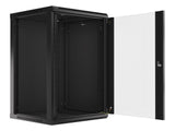 Lanberg | Rack cabinet 19" wall-mount 18U/600x600 (flat pack) with glass door | WF01-6618-10B | Black