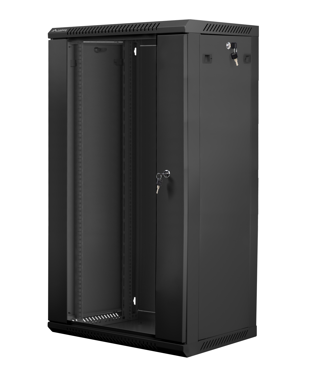 Lanberg | Rack cabinet 19" wall-mount 22U/600x450 (flat pack) with glass door | WF01-6422-10B | Black