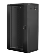 Lanberg | Rack cabinet 19" wall-mount 22U/600x450 (flat pack) with glass door | WF01-6422-10B | Black