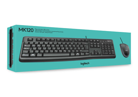 Logitech MK120 Combo Laidinė klaviatūra + pelė, USB, US Int, Juoda