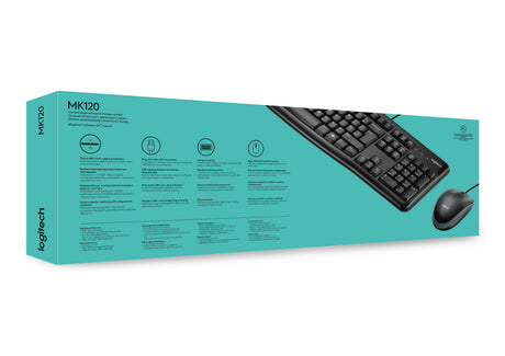 Logitech MK120 Combo Laidinė klaviatūra + pelė, USB, US Int, Juoda