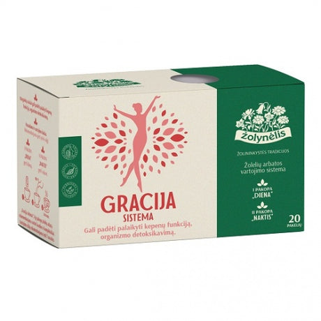 Žolynėlis žolelių arbata Gracija Sistema (Sudeginimas ir Valymas), 40g (20x2g)