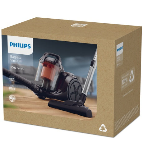 Philips | Vacuum cleaner | XB1142/10 1000 series | Bagless | Power 800 W | Dust capacity 1.3 L | Rich black/Coral moody