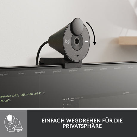 Internetinė kamera Logitech Brio 300 (960-001436) Full HD, Graphite
