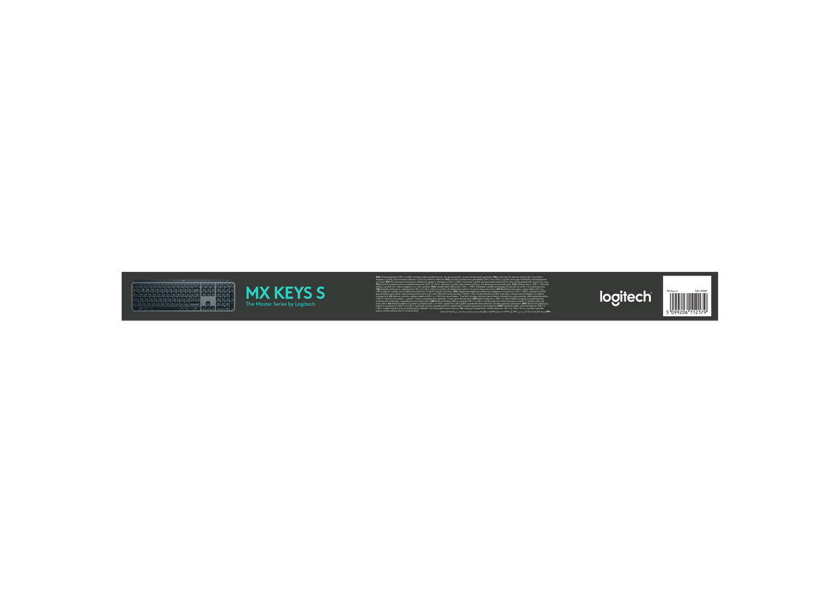 Logitech MX Keys S Belaidė klaviatūra, RF Wireless+Bluetooth, Illuminated, US Int, Graphite