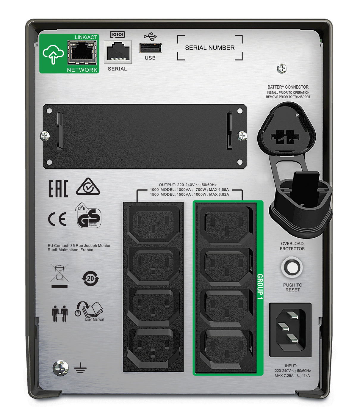 Schneider Electric APC Smart-UPS, Tower, 8x IEC C13 outlets, SmartConnect Port+SmartSlot, AVR, LCD | SMT1000IC | 1000 VA | 700 W | 230 V