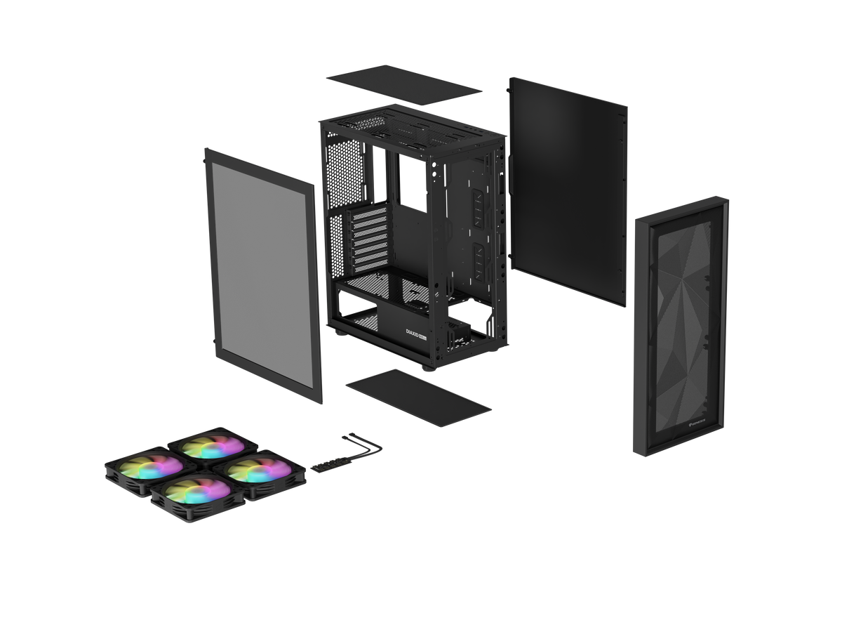 Genesis Gaming PC Case | Diaxid 605 ARGB | Midi Tower | Black