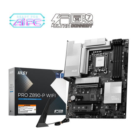MSI PRO Z890-P WIFI | Processor family Intel | Processor socket LGA1851 | DDR5 UDIMM | Supported hard disk drive interfaces SATA, M.2 | Number of SATA connectors 4
