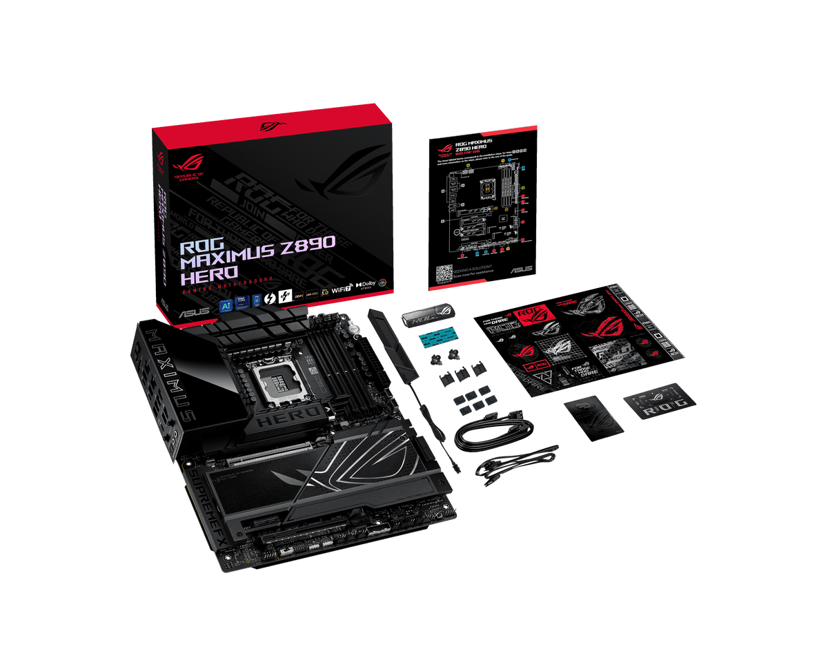 Asus ROG MAXIMUS Z890 HERO | Processor family Intel | Processor socket LGA1851 | DDR5 | Supported hard disk drive interfaces M.2, SATA | Number of SATA connectors 4