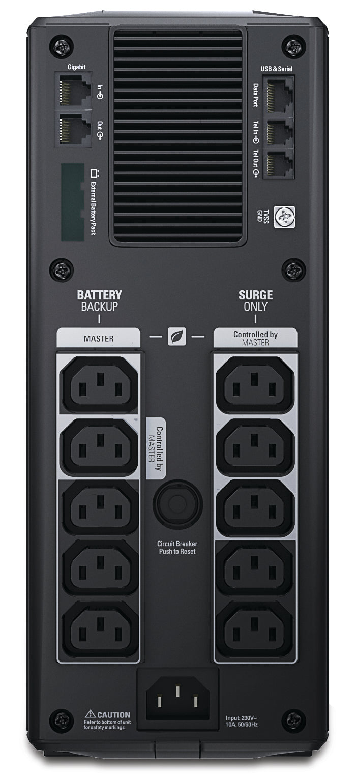 Schneider Electric APC Back-UPS Pro, Tower, 10x IEC C13 outlets, AVR, LCD, user-replaceable battery | BR1500GI | 1500 VA | 865 W | 230 V