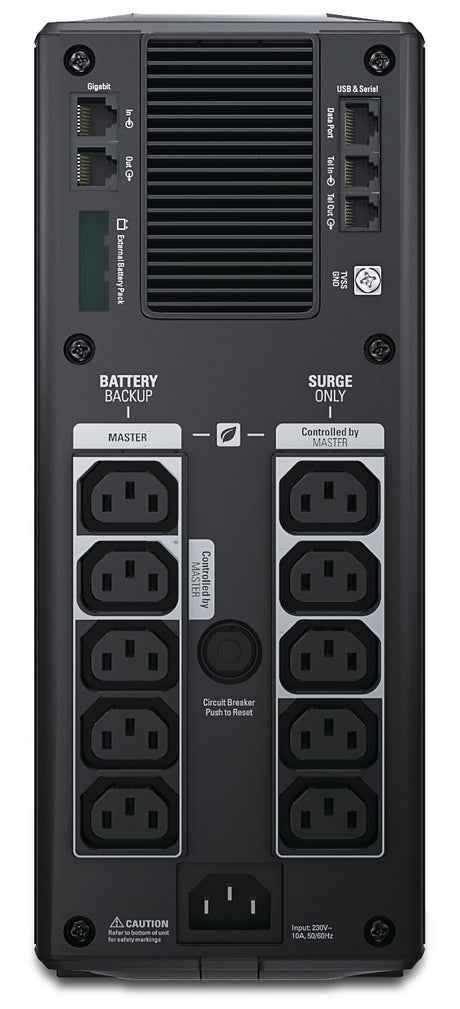 Schneider Electric APC Back-UPS Pro, Tower, 10x IEC C13 outlets, AVR, LCD, user-replaceable battery | BR1500GI | 1500 VA | 865 W | 230 V