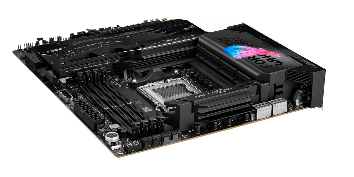 Asus ROG STRIX X870E-E GAMING WIFI | Processor family AMD | Processor socket AM5 | DDR5 | Supported hard disk drive interfaces SATA, M.2 | Number of SATA connectors 4
