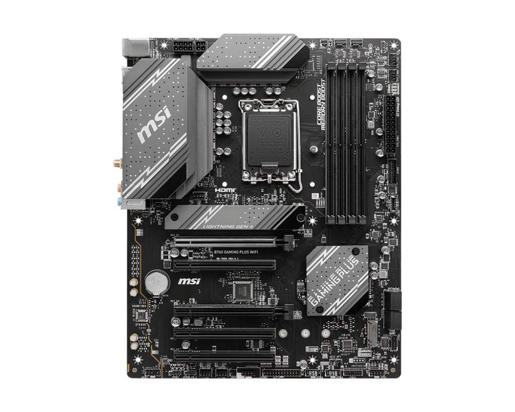 MSI | B760 GAMING PLUS WIFI | Processor family Intel | Processor socket  LGA1700 | DDR5 | Memory slots 4 | Supported hard disk drive interfaces SATA, M.2 | Number of SATA connectors 4 | Chipset Intel B760 | ATX