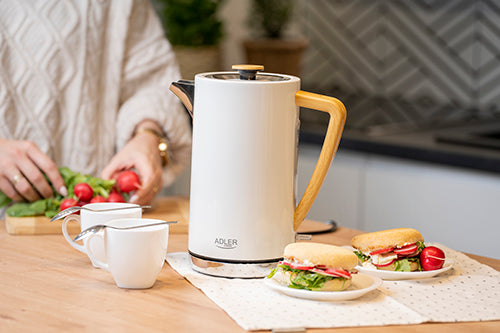 Adler | Kettle | AD 1347w | Electric | 2200 W | 1.5 L | Stainless steel | 360° rotational base | White