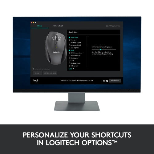 Logitech Marathon M705 Belaidė pelė, RF Wireless, 1000 DPI, Charcoal