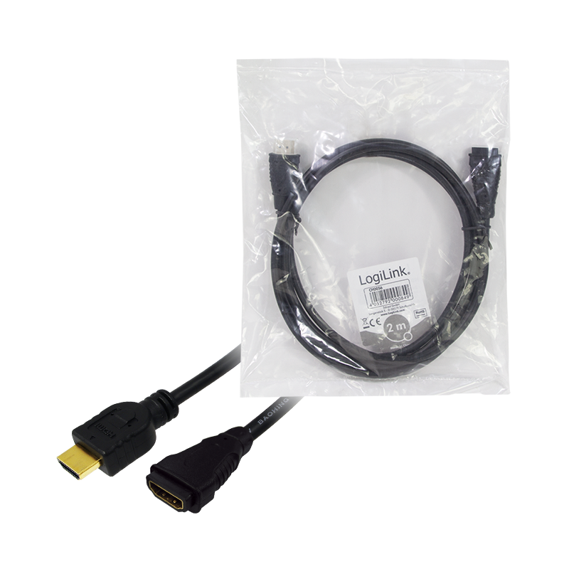 Logilink | HDMI Cable Type A Male - HDMI Type A Female | CH0056 | HDMI Type A Female | HDMI Type A Male | HDMI to HDMI | 2 m