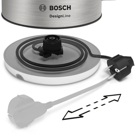 Bosch | Kettle | DesignLine TWK4P440 | Electric | 2400 W | 1.7 L | Stainless steel | 360° rotational base | Black/Stainless Steel