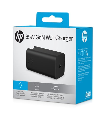 HP C90CKUT Nešiojamo kompiuterio įkroviklis 65W GaN, USB-C, EU, Juoda