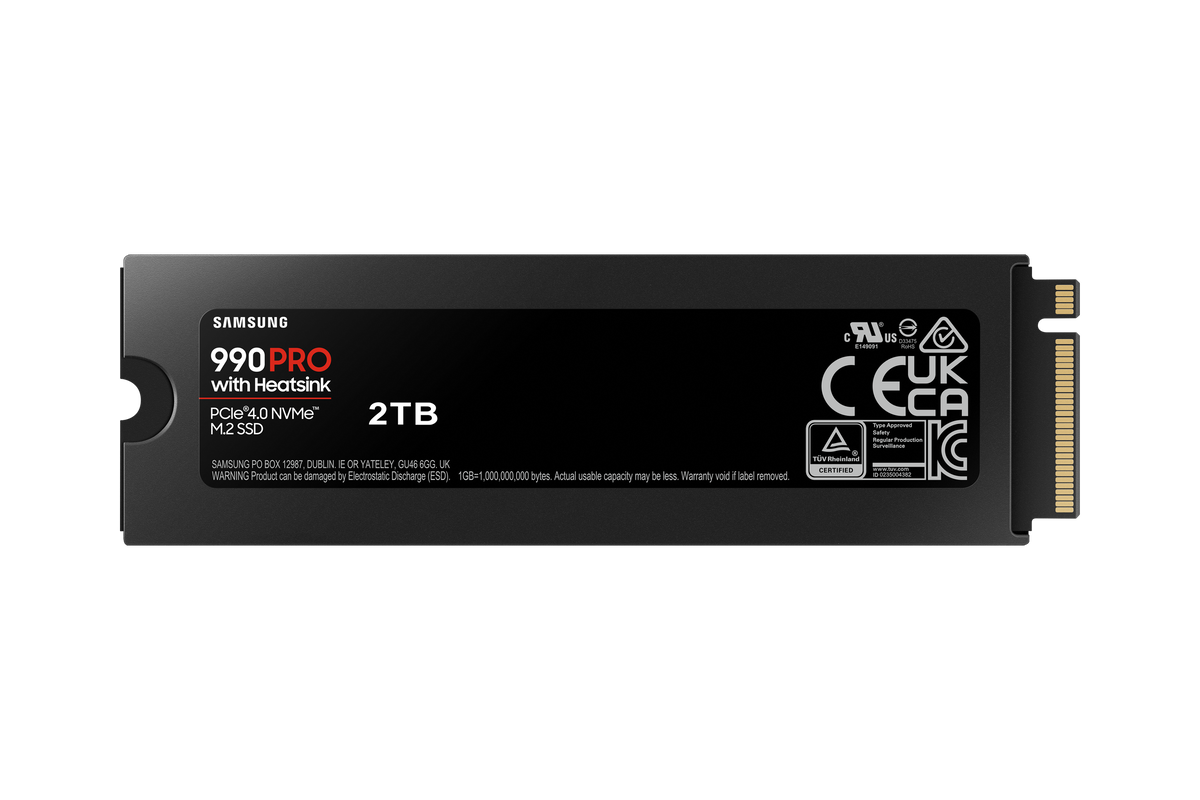 Samsung | 990 PRO with Heatsink | 2000 GB | SSD form factor M.2 2280 | Solid-state drive interface M.2 NVMe | Read speed 7450 MB/s | Write speed 6900 MB/s