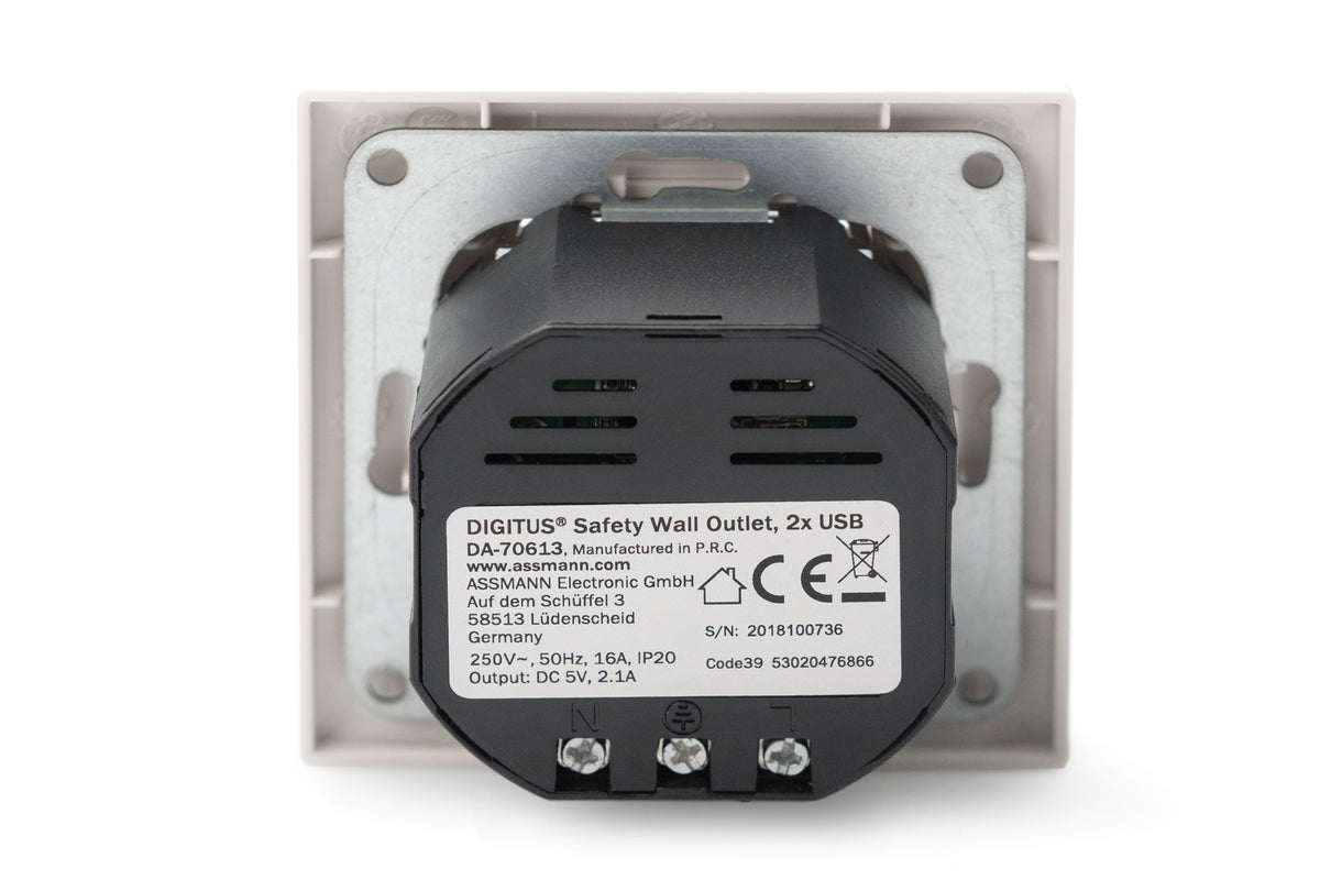 Digitus Safety socket for flush mounting with 2 USB ports | DA-70613
