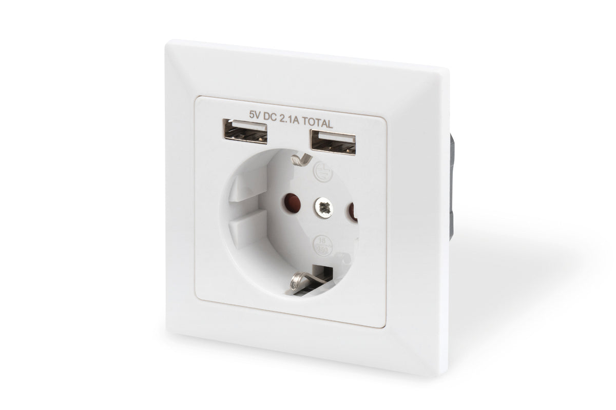 Digitus Safety socket for flush mounting with 2 USB ports | DA-70613