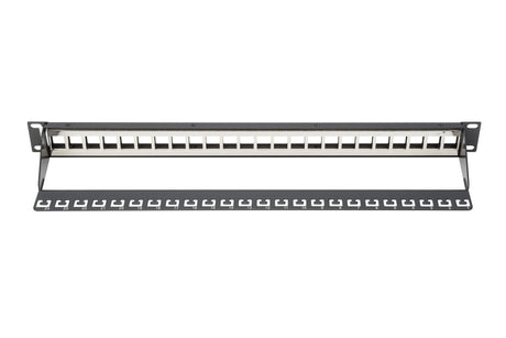 Digitus | Modular Patch Panel | DN-91411 | Layout Keystone Entry: Straight; Area of application: 483 mm (19") cabinet; Suitable for 483 mm (19") cabinet mounting; Housing material: 1.5 mm SPCC cold rolled stell sheet, powder-coated; Ports: 24 | Black