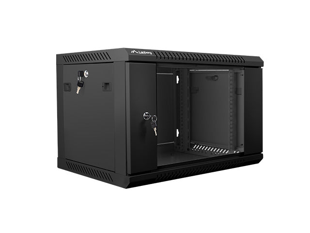 Lanberg | Rack cabinet 19" wall-mount 6U/600x450 (flat pack) with glass door V2 | WF01-6406-10B | Black