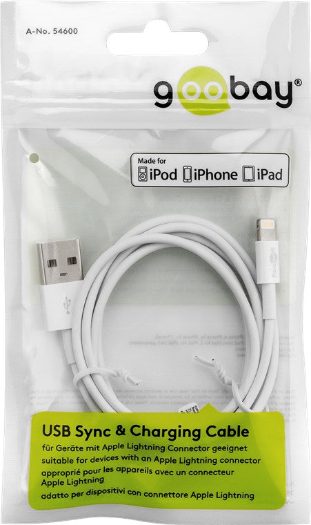 Goobay | Lightning USB charging and sync cable | 54600 | USB-C to Lightning Apple Lightnin male (8-pin) | USB 2.0 male (type A)
